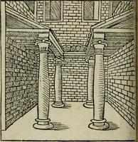An illustration from M. Vitrvvii De architectura libri decem : summa diligentia recogniti atq; excusi : cum nonnullis figuris sub hoc signo * positis, nunq antea impraessis : additis Iulij Frontini De aqueductibus libris, proter materiae affinitatem (1523)