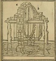 An illustration from M. Vitrvvii De architectura libri decem : summa diligentia recogniti atq; excusi : cum nonnullis figuris sub hoc signo * positis, nunq antea impraessis : additis Iulij Frontini De aqueductibus libris, proter materiae affinitatem (1523)