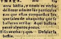 An illustration from Vocabulario de la lengua aymara. Primera parte, : donde por abecedario se ponen en primer lugar los vocablos de la lengua española para buscar los que les corresponden enla lengua aymara. Compuesto por el P. Ludouico Bertonio .italiano dela Compañia de Iesus enla Prouincia del Piru, delas Indias Occidentales, natural de la Roca contrada dela Marca de Ancona. (1612)