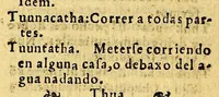 An illustration from Vocabulario de la lengua aymara. Primera parte, : donde por abecedario se ponen en primer lugar los vocablos de la lengua española para buscar los que les corresponden enla lengua aymara. Compuesto por el P. Ludouico Bertonio .italiano dela Compañia de Iesus enla Prouincia del Piru, delas Indias Occidentales, natural de la Roca contrada dela Marca de Ancona. (1612)