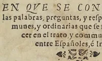 An illustration from Vocabulario manual de las lenguas castellana, y mexicana : en que se contienen las palabras, preguntas, y respuestas mas co[m]munes, y ordinarias que se suelen offrecer en el trato, y communicacion entre Españoles, é Indios (1611)