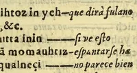 An illustration from Vocabulario manual de las lenguas castellana, y mexicana. : En que se contienen las palabras, preguntas, y respuestas mas co[m]munes, y ordinarias que se suelen offrecer en el trato, y communicacion entre Españoles, é Indios. (1611)