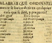 Picture 14 of 30 from Vocabulario manual de las lenguas castellana, y mexicana. : En que se contienen las palabras, preguntas y respuestas mas comunes y ordinarias que se suelen ofrecer en el trato y comunicacion entre Españoles, è Indios. (1690), leaf 57