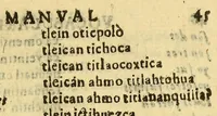 Picture 15 of 30 from Vocabulario manual de las lenguas castellana, y mexicana. : En que se contienen las palabras, preguntas y respuestas mas comunes y ordinarias que se suelen ofrecer en el trato y comunicacion entre Españoles, è Indios. (1690), leaf 59