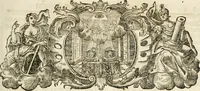 An illustration from Vollständiges Diarium von den merckwürdigsten Begebenheiten die sich vor, in und nach der höchst-beglückten Wahl und Crönung des allerdurchlauchtigsten, grossmächtigsten und unüberwindlichsten Fürsten und Herrn, Herrn Carls des VII., erwehlten Römischen Kaysers ... im gantzen Heil. Röm. Reich, und sonderlich in dieser freyen Reichs- und Wahl-Stadt Franckfurt am Mayn zugetragen : nebst umständlicher Beschreibung der Ein- und Aufzüge, Freuden-Feste, und übrigen feyerlichen Handlungen, sammt vielen Urkunden, Portraits, und andern Kupferstichen : auch einem Anhang von Beylagen, und ausführlichem Register .. (1742)