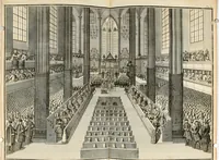 An illustration from Vollständiges Diarium von den merckwürdigsten Begebenheiten die sich vor, in und nach der höchst-beglückten Wahl und Crönung des allerdurchlauchtigsten, grossmächtigsten und unüberwindlichsten Fürsten und Herrn, Herrn Carls des VII., erwehlten Römischen Kaysers ... im gantzen Heil. Röm. Reich, und sonderlich in dieser freyen Reichs- und Wahl-Stadt Franckfurt am Mayn zugetragen : nebst umständlicher Beschreibung der Ein- und Aufzüge, Freuden-Feste, und übrigen feyerlichen Handlungen, sammt vielen Urkunden, Portraits, und andern Kupferstichen : auch einem Anhang von Beylagen, und ausführlichem Register .. (1742)