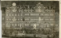 An illustration from Vollständiges Diarium von den merckwürdigsten Begebenheiten die sich vor, in und nach der höchst-beglückten Wahl und Crönung des allerdurchlauchtigsten, grossmächtigsten und unüberwindlichsten Fürsten und Herrn, Herrn Carls des VII., erwehlten Römischen Kaysers ... im gantzen Heil. Röm. Reich, und sonderlich in dieser freyen Reichs- und Wahl-Stadt Franckfurt am Mayn zugetragen : nebst umständlicher Beschreibung der Ein- und Aufzüge, Freuden-Feste, und übrigen feyerlichen Handlungen, sammt vielen Urkunden, Portraits, und andern Kupferstichen : auch einem Anhang von Beylagen, und ausführlichem Register .. (1742)