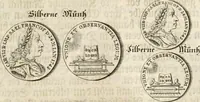 An illustration from Vollständiges Diarium von den merckwürdigsten Begebenheiten die sich vor, in und nach der höchst-beglückten Wahl und Crönung des allerdurchlauchtigsten, grossmächtigsten und unüberwindlichsten Fürsten und Herrn, Herrn Carls des VII., erwehlten Römischen Kaysers ... im gantzen Heil. Röm. Reich, und sonderlich in dieser freyen Reichs- und Wahl-Stadt Franckfurt am Mayn zugetragen : nebst umständlicher Beschreibung der Ein- und Aufzüge, Freuden-Feste, und übrigen feyerlichen Handlungen, sammt vielen Urkunden, Portraits, und andern Kupferstichen : auch einem Anhang von Beylagen, und ausführlichem Register .. (1742)