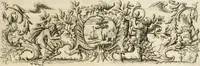 An illustration from Vollständiges Diarium von den merckwürdigsten Begebenheiten die sich vor, in und nach der höchst-beglückten Wahl und Crönung des allerdurchlauchtigsten, grossmächtigsten und unüberwindlichsten Fürsten und Herrn, Herrn Carls des VII., erwehlten Römischen Kaysers ... im gantzen Heil. Röm. Reich, und sonderlich in dieser freyen Reichs- und Wahl-Stadt Franckfurt am Mayn zugetragen : nebst umständlicher Beschreibung der Ein- und Aufzüge, Freuden-Feste, und übrigen feyerlichen Handlungen, sammt vielen Urkunden, Portraits, und andern Kupferstichen : auch einem Anhang von Beylagen, und ausführlichem Register .. (1742)