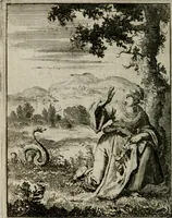 Picture 40 of 50 from Voncken der liefde Jesu, van het Godt-begerende zielen-vuur : zynde bloemetjes der saalige hoope, tot verheugelykheid der wandelaars, langs den weg, na vreeden-ryk : een behelsinge van vyftig sinne-beelden, met hunne, daar op speelende, verssen, en heylige spreuken (1696), leaf 187