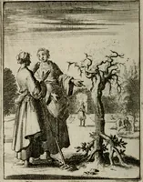 Picture 44 of 50 from Voncken der liefde Jesu, van het Godt-begerende zielen-vuur : zynde bloemetjes der saalige hoope, tot verheugelykheid der wandelaars, langs den weg, na vreeden-ryk : een behelsinge van vyftig sinne-beelden, met hunne, daar op speelende, verssen, en heylige spreuken (1696), leaf 203
