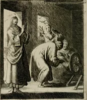 Picture 47 of 50 from Voncken der liefde Jesu, van het Godt-begerende zielen-vuur : zynde bloemetjes der saalige hoope, tot verheugelykheid der wandelaars, langs den weg, na vreeden-ryk : een behelsinge van vyftig sinne-beelden, met hunne, daar op speelende, verssen, en heylige spreuken (1696), leaf 215
