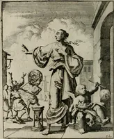 Picture 2 of 50 from Voncken der liefde Jesu, van het Godt-begerende zielen-vuur : zynde bloemetjes der saalige hoope, tot verheugelykheid der wandelaars, langs den weg, na vreeden-ryk : een behelsinge van vyftig sinne-beelden, met hunne, daar op speelende, verssen, en heylige spreuken (1696), leaf 23