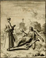 An illustration from Voncken der liefde Jesu, van het Godtbegerende zielenvier : bloemitjes der salige hoope, tot verheugelykheid der wandelaars langs den weg, na vreden ryk : een behelsinge van vyftig sinne-beelden, met hunne daar op spelende verssen, en heylige spreuken (1687)