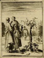 Picture 44 of 51 from Voncken der liefde Jesu, van het Godtbegerende zielenvier : bloemitjes der salige hoope, tot verheugelykheid der wandelaars langs den weg, na vreden ryk : een behelsinge van vyftig sinne-beelden, met hunne daar op spelende verssen, en heylige spreuken (1687), leaf 205