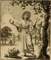 An illustration from Voncken der liefde Jesu, van het Godtbegerende zielenvier : bloemitjes der salige hoope, tot verheugelykheid der wandelaars langs den weg, na vreden ryk : een behelsinge van vyftig sinne-beelden, met hunne daar op spelende verssen, en heylige spreuken (1687)