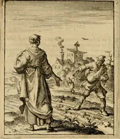 An illustration from Voncken der liefde Jesu, van het Godtbegerende zielenvier : bloemitjes der salige hoope, tot verheugelykheid der wandelaars langs den weg, na vreden ryk : een behelsinge van vyftig sinne-beelden, met hunne daar op spelende verssen, en heylige spreuken (1687)
