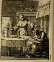 Picture 20 of 51 from Voncken der liefde Jesu, van het Godtbegerende zielenvier : bloemitjes der salige hoope, tot verheugelykheid der wandelaars langs den weg, na vreden ryk : een behelsinge van vyftig sinne-beelden, met hunne daar op spelende verssen, en heylige spreuken (1687), leaf 99