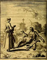 An illustration from Voncken der liefde Jesu : van het Godtbegerende zielenvier : bloemitjes der salige hoope, tot verheugelykheid der wandelaars langs den weg, na vreden ryk : een behelsinge van vyftig sinne-beelden, met hunne daar op spelende verssen, en heylige spreuken (1687)
