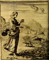 An illustration from Voncken der liefde Jesu : van het Godtbegerende zielenvier : bloemitjes der salige hoope, tot verheugelykheid der wandelaars langs den weg, na vreden ryk : een behelsinge van vyftig sinne-beelden, met hunne daar op spelende verssen, en heylige spreuken (1687)