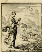 An illustration from Vonken der liefde Jezus, van het God-begeerende zielen-vuur : zynde bloempjes der zalige hoop, tot verheugelykheid der wandelaars, langs den weg, na vreden-ryk : een behelzing van vyftig zinne-beelden, met hunne daar op speelende, verzen, en heilige spreuken (1717)