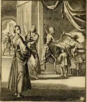 An illustration from Vonken der liefde Jezus, van het God-begeerende zielen-vuur : zynde bloempjes der zalige hoop, tot verheugelykheid der wandelaars, langs den weg, na vreden-ryk : een behelzing van vyftig zinne-beelden, met hunne daar op speelende, verzen, en heilige spreuken (1717)