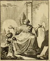 An illustration from Vonken der liefde Jezus, van het God-begeerende zielen-vuur : zynde bloempjes der zalige hoop, tot verheugelykheid der wandelaars, langs den weg, na vreden-ryk : een behelzing van vyftig zinne-beelden, met hunne daar op speelende, verzen, en heilige spreuken (1717)
