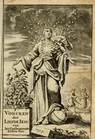 Picture 1 of 51 from Vonken der liefde Jezus, van het God-begeerende zielen-vuur : zynde bloempjes der zalige hoop, tot verheugelykheid der wandelaars, langs den weg, na vreden-ryk : een behelzing van vyftig zinne-beelden, met hunne daar op speelende, verzen, en heilige spreuken (1717), leaf 4