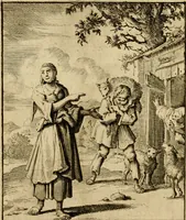 An illustration from Vonken der liefde Jezus, van het God-begeerende zielen-vuur : zynde bloempjes der zalige hoop, tot verheugelykheid der wandelaars, langs den weg, na vreden-ryk : een behelzing van vyftig zinne-beelden, met hunne daar op speelende, verzen, en heilige spreuken (1717)