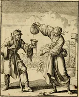 An illustration from Vonken der liefde Jezus, van het God-begeerende zielen-vuur : zynde bloempjes der zalige hoop, tot verheugelykheid der wandelaars, langs den weg, na vreden-ryk : een behelzing van vyftig zinne-beelden, met hunne daar op speelende, verzen, en heilige spreuken (1717)