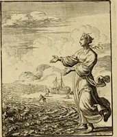 An illustration from Vonken der liefde Jezus, van het God-begeerende zielen-vuur : zynde bloempjes der zalige hoop, tot verheugelykheid der wandelaars, langs den weg, na vreden-ryk : een behelzing van vyftig zinne-beelden, met hunne daar op speelende, verzen, en heilige spreuken (1717)