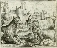 An illustration from Vorstelijcke warande der dieren : waer in de zeden-rijcke philosophie, poëtisch, morael, en historiael, vermakelijck en treffelijck wort voorgestelt : mit exempelen uyt de oude historien, in prose : ende uytleggingen, in rijm verklaert (1682)