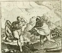 An illustration from Vorstelijcke warande der dieren : waer in de zeden-rijcke philosophie, poëtisch, morael, en historiael, vermakelijck en treffelijck wort voorgestelt : mit exempelen uyt de oude historien, in prose : ende uytleggingen, in rijm verklaert (1682)
