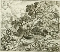 Picture 17 of 128 from Vorstelijcke warande der dieren : waer in de zeden-rijcke philosophie, poëtisch, morael, en historiael, vermakelijck en treffelijck wort voorgestelt : mit exempelen uyt de oude historien, in prose : ende uytleggingen, in rijm verklaert (1682), leaf 41
