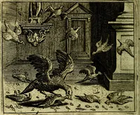 An illustration from Vorstelijcke warande der dieren : waer in de zeden-rijcke philosophie, poëtisch, morael, en historiael, vermakelijck en treffelijck wort voorgestelt : mit exempelen uyt de oude historien, in prose (1682)