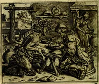 An illustration from Vorstelijcke warande der dieren : waer in de zeden-rijcke philosophie, poëtisch, morael, en historiael, vermakelijck en treffelijck wort voorgestelt : mit exempelen uyt de oude historien, in prose (1682)