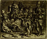 An illustration from Vorstelijcke warande der dieren : waer in de zeden-rijcke philosophie, poëtisch, morael, en historiael, vermakelijck en treffelijck wort voorgestelt : mit exempelen uyt de oude historien, in prose (1682)
