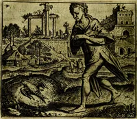 An illustration from Vorstelijcke warande der dieren : waer in de zeden-rijcke philosophie, poëtisch, morael, en historiael, vermakelijck en treffelijck wort voorgestelt : mit exempelen uyt de oude historien, in prose (1682)
