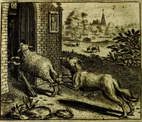 An illustration from Vorstelijcke warande der dieren : waer in de zeden-rijcke philosophie, poëtisch, morael, en historiael, vermakelijck en treffelijck wort voorgestelt : mit exempelen uyt de oude historien, in prose (1682)