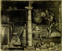An illustration from Vorstelijcke warande der dieren : waer in de zeden-rijcke philosophie, poëtisch, morael, en historiael, vermakelijck en treffelijck wort voorgestelt : mit exempelen uyt de oude historien, in prose (1682)