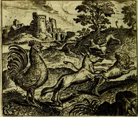 An illustration from Vorstelijcke warande der dieren : waer in de zeden-rijcke philosophie, poëtisch, morael, en historiael, vermakelijck en treffelijck wort voorgestelt : mit exempelen uyt de oude historien, in prose (1682)
