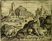 Picture 32 of 128 from Vorstelijcke warande der dieren : waer in de zeden-rijcke philosophie, poëtisch, morael, en historiael, vermakelijck en treffelijck wort voorgestelt : mit exempelen uyt de oude historien, in prose (1682), leaf 71