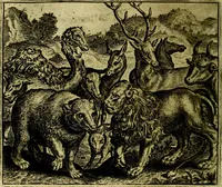 Picture 42 of 128 from Vorstelijcke warande der dieren : waer in de zeden-rijcke philosophie, poëtisch, morael, en historiael, vermakelijck en treffelijck wort voorgestelt : mit exempelen uyt de oude historien, in prose (1682), leaf 91
