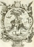 An illustration from Votum unanime Parnassi Salisburgensis deorum judicio et assensu approbatum, dum in celsiss.mum ac rever.mum S.R.I. Principem, Archiepiscopum Salisburgensem &c. &c. electus esset Joannes Ernestus è S.R.I. comitibus de Thun, Episcopus Seccoviensis (1687)