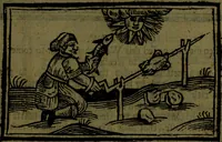 An illustration from The voyages & travels of Sir John Mandevile, Knight, wherein is set down the way to the Holy Land, and to Hierusalem, as also to the lands of the great Caan, and of Prestor John, to Inde, and divers other countries, together with many and strange marvels therein (1684)