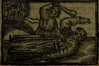 An illustration from The voyages & travels of Sir John Mandevile, Knight, wherein is set down the way to the Holy Land, and to Hierusalem, as also to the lands of the great Caan, and of Prestor John, to Inde, and divers other countries, together with many and strange marvels therein (1684)