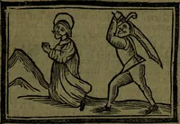 An illustration from The voyages & travels of Sir John Mandevile, Knight, wherein is set down the way to the Holy Land, and to Hierusalem, as also to the lands of the great Caan, and of Prestor John, to Inde, and divers other countries, together with many and strange marvels therein (1684)