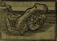 An illustration from The voyages & travels of Sir John Mandevile, Knight, wherein is set down the way to the Holy Land, and to Hierusalem, as also to the lands of the great Caan, and of Prestor John, to Inde, and divers other countries, together with many and strange marvels therein (1684)