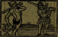 An illustration from The voyages & travels of Sir John Mandevile, Knight, wherein is set down the way to the Holy Land, and to Hierusalem, as also to the lands of the great Caan, and of Prestor John, to Inde, and divers other countries, together with many and strange marvels therein (1684)