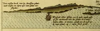 Picture 27 of 33 from Voyagie, ofte schip-vaert, van Ian Huyghen van Linschoten, van by Noorden om langes Noorvvegen de Noortcaep, Laplant, Vinlant, Ruslandt, de VVitte Zee, de custen van candenoes, Svvetenoes, Pitzora ... : VVaer inne seer distinctelicken verbaels-ghewijse beschreven ende aenghewesen wordt, alle t'ghene dat hem op de selve reyse van dach tot dach bejeghent en voorghecomen is ... Anno 1594. en[de] 1595 (1601), leaf 96